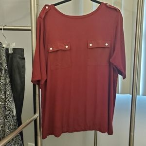 Dark Rust burgundy color short sleeve top